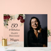 50と素晴らしいグラムバラフローラ誕生日パーティー アクリルサイン (ウェディング)