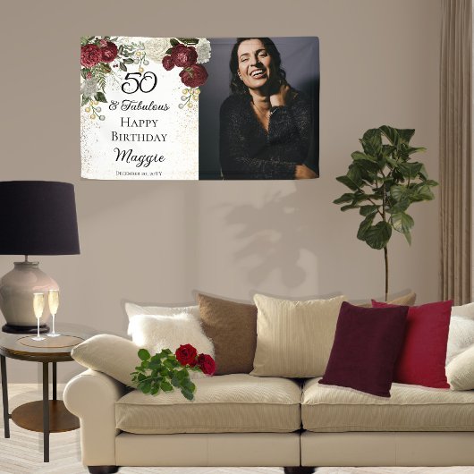 50と素晴らしいグラムバラフローラ誕生日パーティー 横断幕