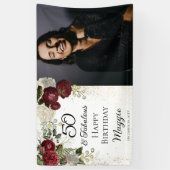 50と素晴らしいグラムバラフローラ誕生日パーティー 横断幕 (縦)