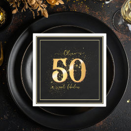 50と素晴らしいグリッターエレガント金ゴールドブラック スタンダードカクテルナプキン