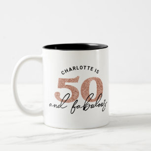 50と素晴らしいグリッターバラ金ゴールド50誕生日 ツートーンマグカップ