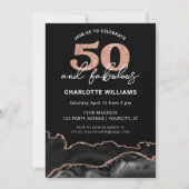 50と素晴らしいグリッターバラ金ゴールド50誕生日 招待状 (正面)