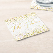 50と素晴らしいグリッター誕生日パーティー スクエアペーパーコースター (アングル)