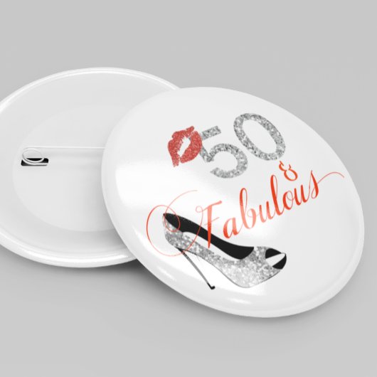 50と素晴らしいグリッター50誕生日 缶バッジ