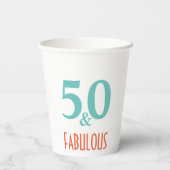 50と素晴らしいグリーンとオレンジ 紙コップ (裏面)