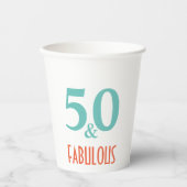 50と素晴らしいグリーンとオレンジ 紙コップ (正面)