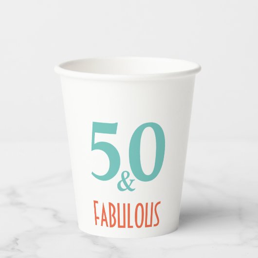 50と素晴らしいグリーンとオレンジ 紙コップ (正面)