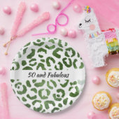 50と素晴らしいグリーンチータープリント抽象芸術 ペーパープレート (パーティー)