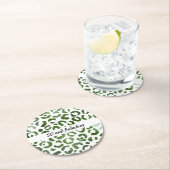 50と素晴らしいグリーンチータープリント抽象芸術 ラウンドペーパーコースター (インサイチュ)