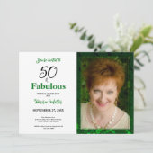 50と素晴らしいグリーンフローラ誕生日招待状 招待状 (スタンド正面)