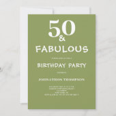 50と素晴らしいグリーン誕生日 招待状 (正面)