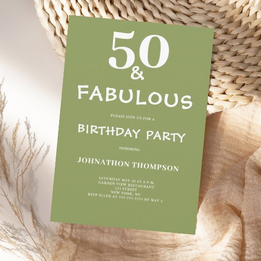 50と素晴らしいグリーン誕生日 招待状