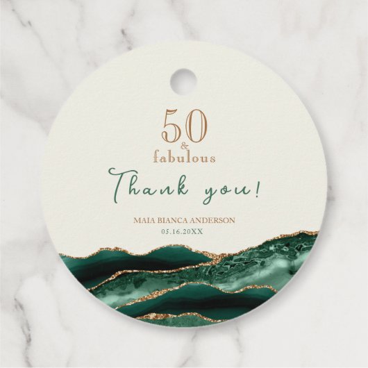 50と素晴らしいグリーン金ゴールドAgateありがとう フェイバータグ (裏面)