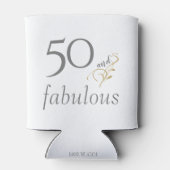 50と素晴らしいグレイ&金ゴールド50カスタム誕生日 缶クーラー (裏面)