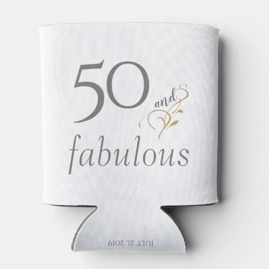 50と素晴らしいグレイ&金ゴールド50カスタム誕生日 缶クーラー (裏面)