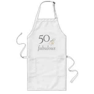 50と素晴らしいグレー&金ゴールド50誕生日 ロングエプロン
