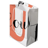 50と素晴らしいコーラルはっきりした50th誕生日パーティー ミディアムペーパーバッグ (正面アングル)