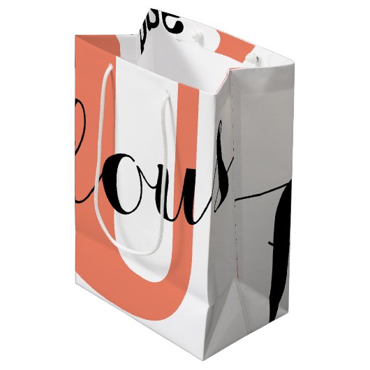 50と素晴らしいコーラルはっきりした50th誕生日パーティー ミディアムペーパーバッグ (正面アングル)