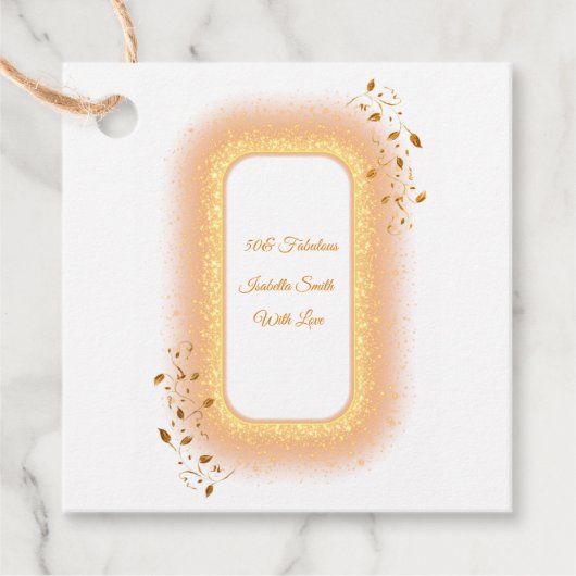 50と素晴らしいゴールデンバースデーパーティーのメッセージカード フェイバータグ (正面)