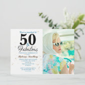 50と素晴らしいゴールデン誕生祝い写真 招待状 (スタンド正面)