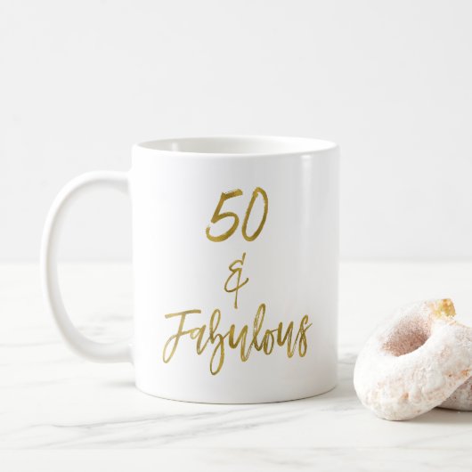 50と素晴らしいゴールドフォイル誕生日コーヒーカップ コーヒーマグカップ (ドーナツ)