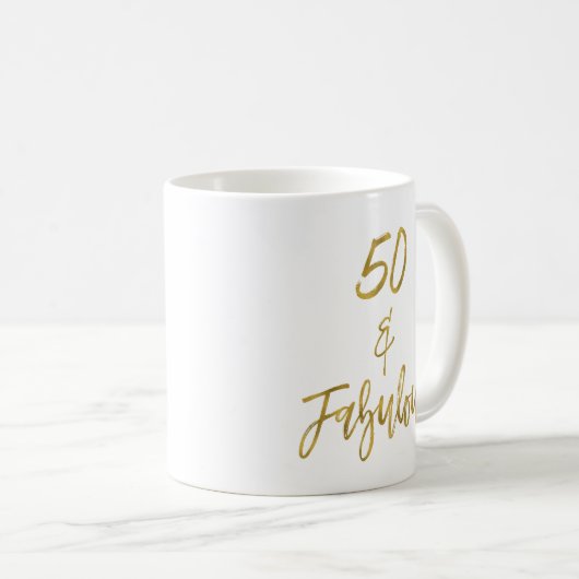 50と素晴らしいゴールドフォイル誕生日コーヒーカップ コーヒーマグカップ (正面右)