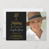 50と素晴らしいゴールドフォイル誕生日招待状 招待状 (正面)