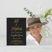 50と素晴らしいゴールドフォイル誕生日招待状 招待状 (スタンド正面)