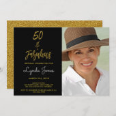 50と素晴らしいゴールドフォイル誕生日招待状 招待状 (正面/裏面)