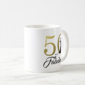 50と素晴らしいゴールドフォイル50誕生日 コーヒーマグカップ (正面右)