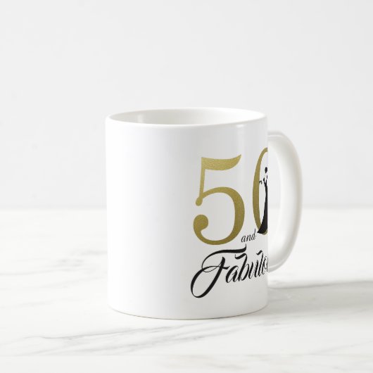 50と素晴らしいゴールドフォイル50誕生日 コーヒーマグカップ (正面右)