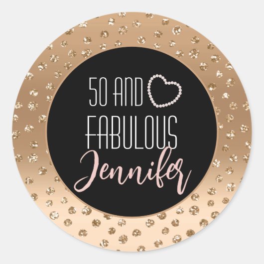 50と素晴らしいシエレガントック赤面金ゴールドグリッター ラウンドシール (正面)