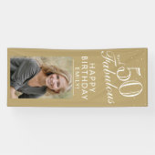 50と素晴らしいシックなスクリプトゴールデンフォトパーティー 横断幕 (横)