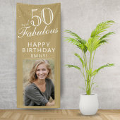 50と素晴らしいシックなスクリプトゴールデンフォトパーティー 横断幕