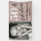 50と素晴らしいシックなピンクグリッター&フォト誕生日 横断幕 (縦)