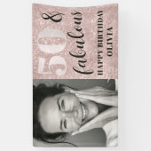 50と素晴らしいシックなピンクグリッター&フォト誕生日 横断幕 (縦)