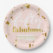 50と素晴らしいシックなピンク50誕生日 ペーパープレート (正面)