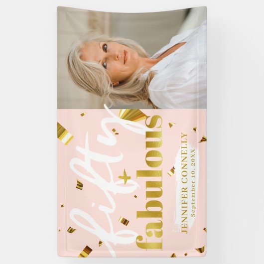 50と素晴らしいシックなピンク50誕生日 横断幕 (縦)