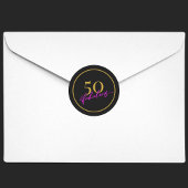 50と素晴らしいシックなブラック金ゴールドパーティの招待状 ラウンドシール