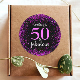 50と素晴らしいシックなホットピンクブラックモノグラム名 ラウンドシール