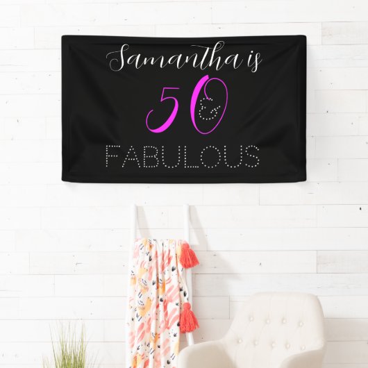 50と素晴らしいシックなホットピンクブラック50誕生日 横断幕 (インサイチュ)