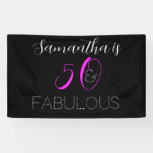 50と素晴らしいシックなホットピンクブラック50誕生日 横断幕 (横)