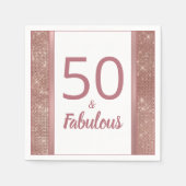 50と素晴らしいシックバラ金ゴールド50th誕生日パーティー スタンダードカクテルナプキン (正面)
