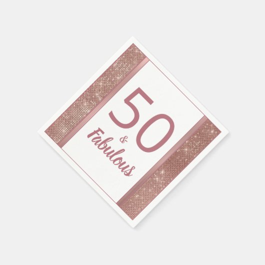 50と素晴らしいシックバラ金ゴールド50th誕生日パーティー スタンダードカクテルナプキン (角)