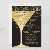 50と素晴らしいシャンパングラス誕生日パーティー 招待状 (正面)