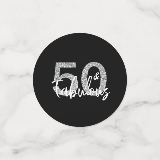 50と素晴らしいシルバーグリッター誕生日50番目 コンフェッティ (スモール正面)