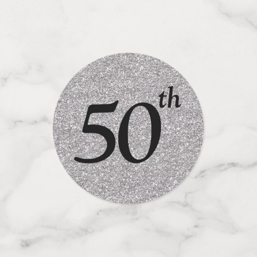 50と素晴らしいシルバーブラックグリッターテーブル コンフェッティ (スモール正面)