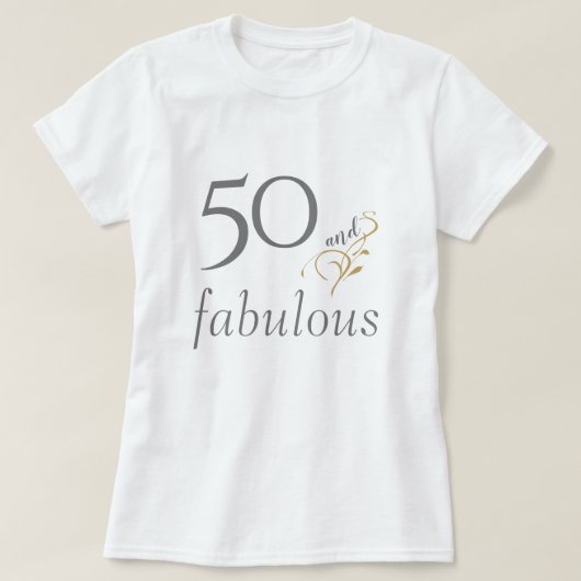 50と素晴らしいシルバー&金ゴールド50誕生日 Tシャツ (デザイン正面)