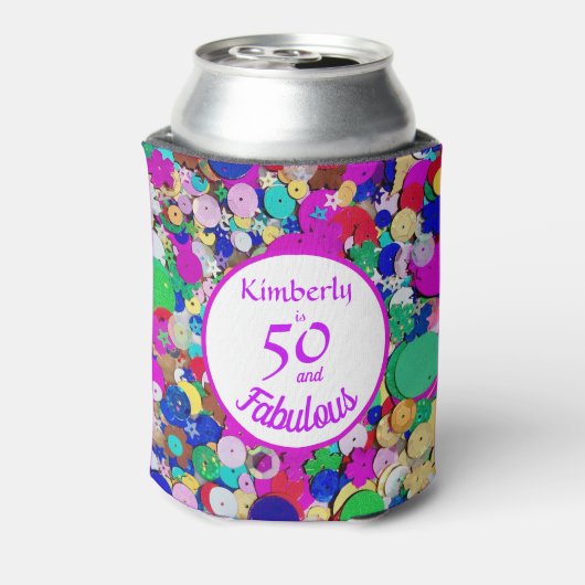 50と素晴らしいシークイン誕生日クーラーボックス 缶クーラー (缶裏面)