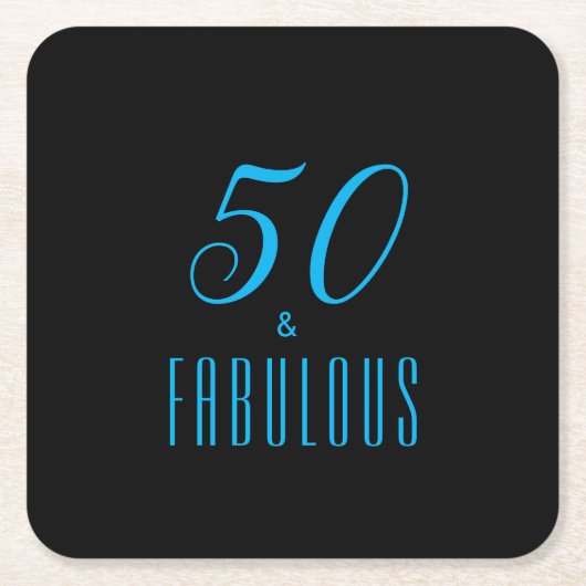 50と素晴らしいスカイブルーブラック誕生日 スクエアペーパーコースター (正面)